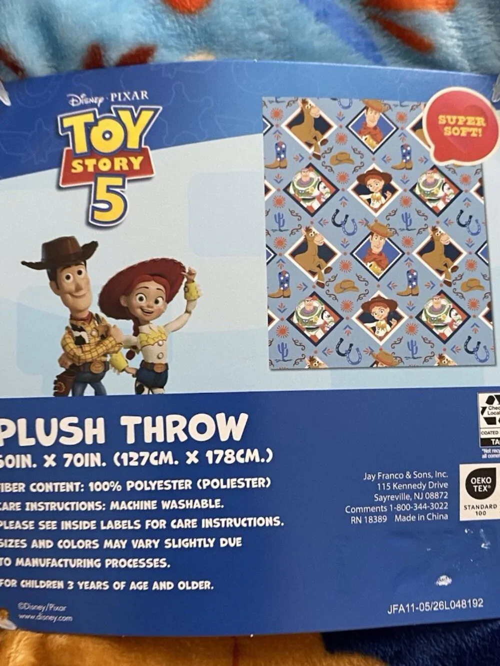 Disney Toy Story 5 Throw Blanket Woody Jessie Buzz Lightyear Bullseye 50” X 70”
